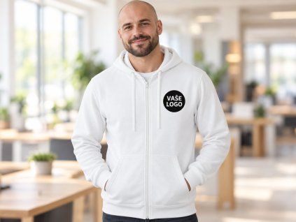 Mikina na zips pánska 410 s logom
